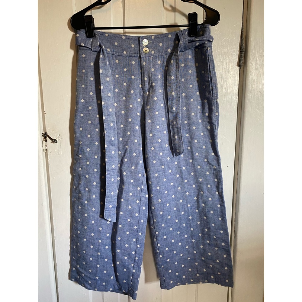 Denim polka dot wide leg pants